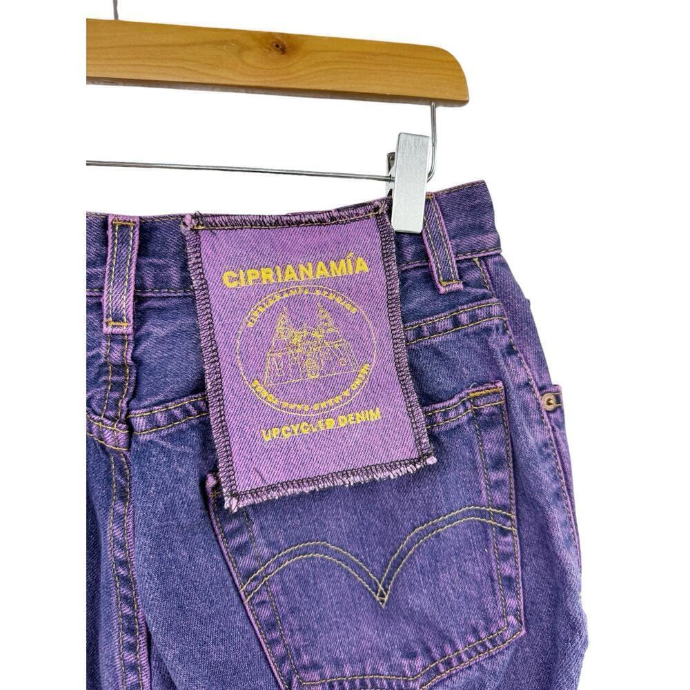 Ciprianamia Denim Upcycled Levi’s Purple Denim Skirt‎ Grunge Whimsygoth Size 28? - Picture 5 of 10